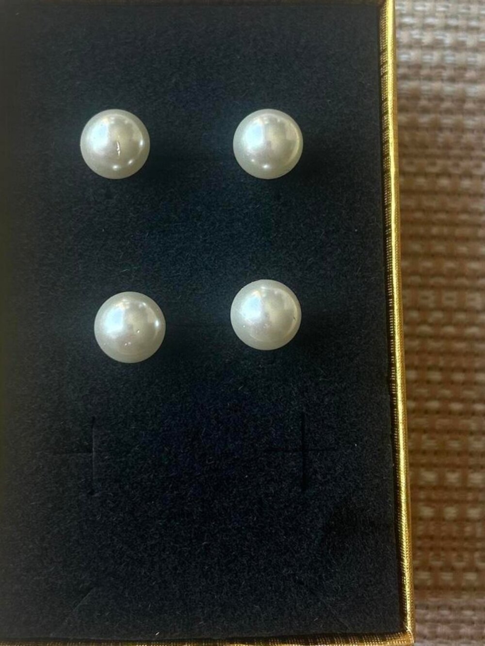 White Faux Pearl Stud Earrings 2pc Costume Jewelry